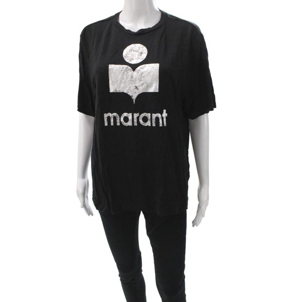 Marant Etoile Womens Black Cotton Crew Neck Graphic T-Shirt Size M
